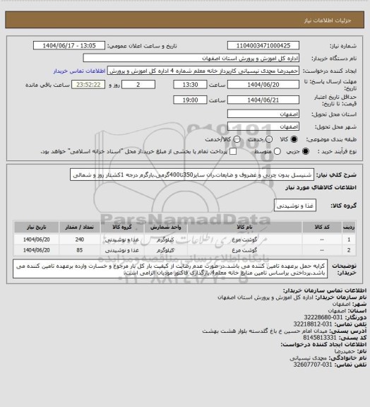 استعلام شنیسل بدون چربی و غضروف و ضایعات.ران سایز350تا400گرمی.بارگرم درجه 1کشتار روز و شمالی