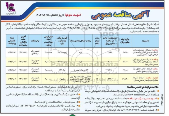 مناقصه عملیات اجرای زیرسازی آسفالت و جدولگذاری واحدهای کارگاهی و...