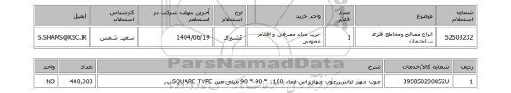 استعلام انواع مصالح ومقاطع فلزی ساختمان