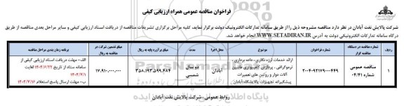 مناقصه ارائه خدمات لرزه نگاری داده برداری ترموگرافی پردازش کامپیوتری ماشین آلات دوار