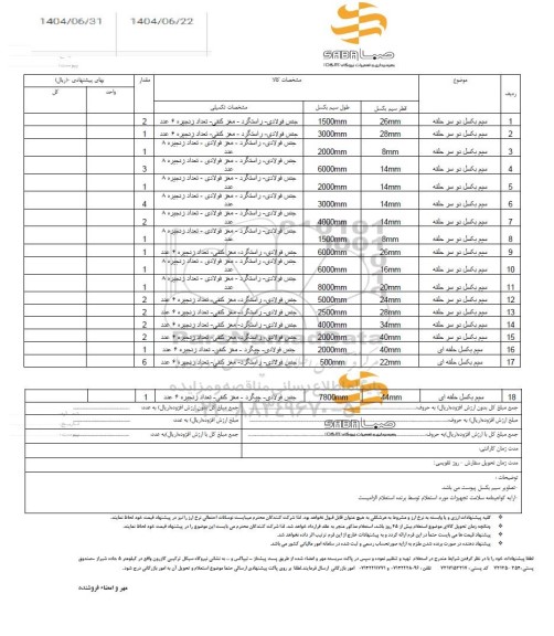 استعلام سیم بکسل دو سر حلقه