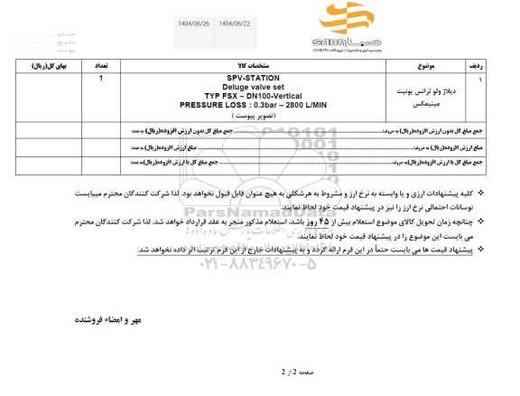 استعلام دیلاژ ولو ترانس یونیت مینیمکس