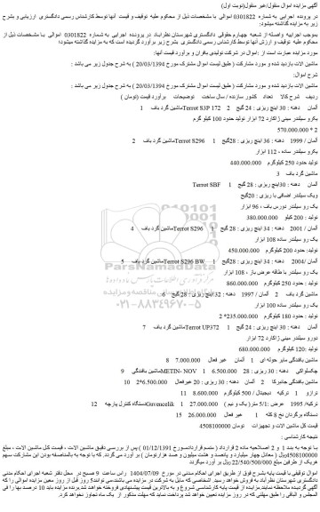 مزایده ماشین الات .....