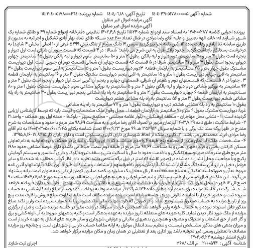 مزایده فروش پلاک ثبتی 5499 فرعی از 10 اصلی 