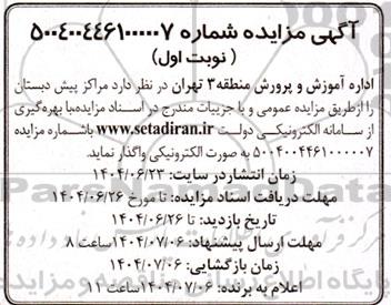 مزایده مراکز پیش دبستان 