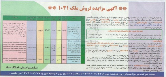 مزایده فروش ملک