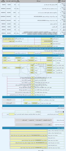 مزایده ، لوازم الکترونیکی. بازدید انبار 1 و 21 (کالا با توجه به شرایط موجود قیمت گذاری شده است) رویت کالا الزامی می باشد در غیر