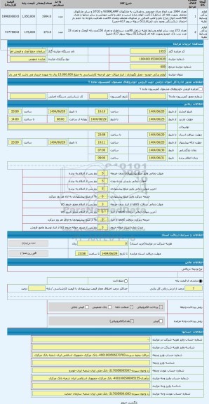 مزایده ، لوازم یدکی خودرو - محل نگهداری : انبار میثاق -حق الزحمه کارشناسی به مبلغ 15.000.000 ریال به عهده خریدار می باشد که می ب