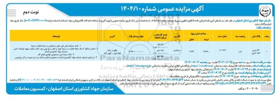 مزایده اجاره ملک با کاربری مرغداری- نوبت دوم