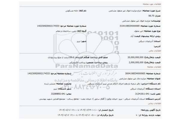 مزایده، مزایده اموال غیر منقول مشاعی