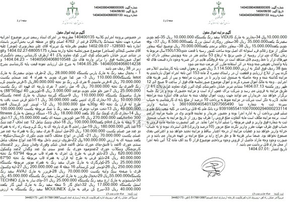 مزایده فروش یخچال سفید رنگ ، ظرف شویی ....