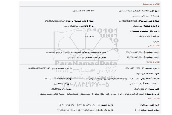 مزایده، غیر منقول مشاعی
