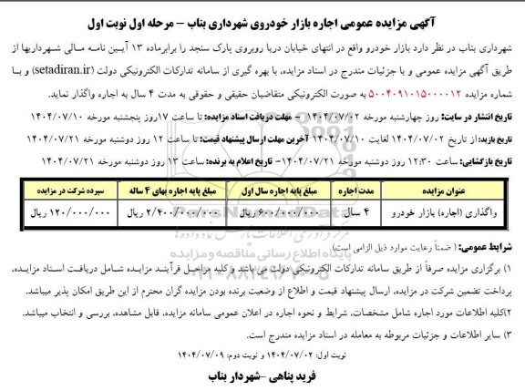 واگذاری (اجاره) بازار خودرو