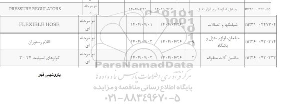 استعلام PRESSURE REGULATORS...