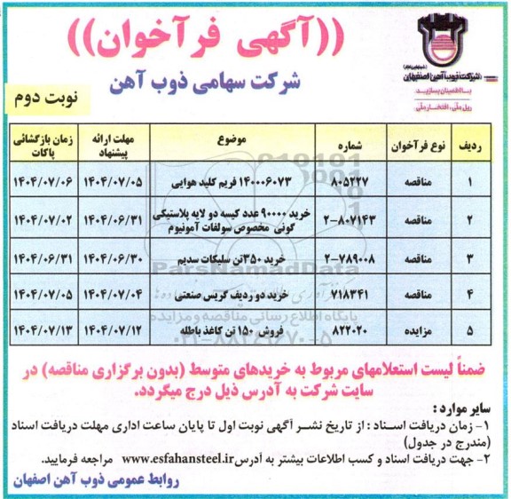 فراخوان مناقصه و مزایده فروش 150 تن کاغذ باطله- نوبت دوم 