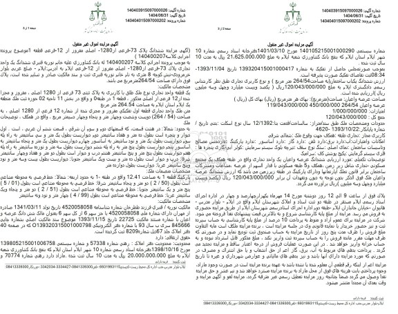 مزایده  یک واحد تجاری به پلاک 73  فرعی از 1280 اصلی