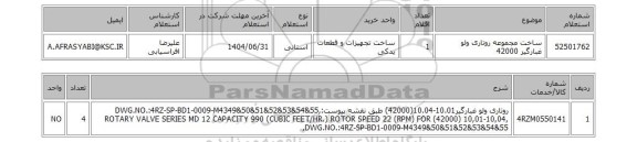 استعلام ساخت مجموعه روتاری ولو غبارگیر 42000