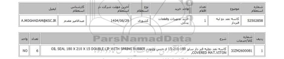 استعلام کاسه نمد دو لبه فنردار