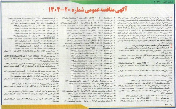 مناقصه خشن تراشی و عملیات حرارتی و ماشینکاری...