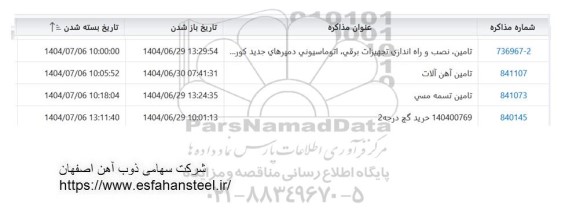 استعلام تامین، نصب و راه اندازی تجهیزات برقی، اتوماسیونی دمپرهای جدید کور ...  