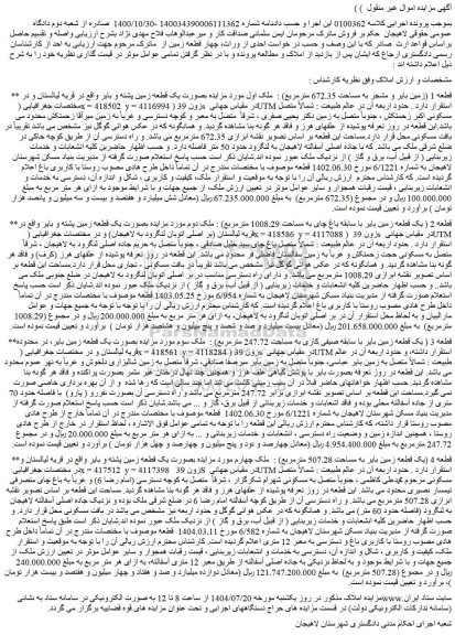 مزایده بصورت یک قطعه زمین پشته و بایر