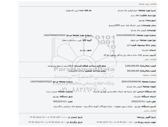 مزایده، فروش مال مشاع