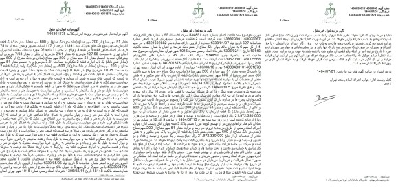 مزایده مقدار 51 سهم مشاع از 200 سهم مشاع (معادل دو دانگ مشاع) از 600 سهم (معادل شش دانگ) یک قطعه آپارتمان مسکونی نوع ملک طلق