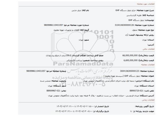 مزایده، چهار دستگاه GHP