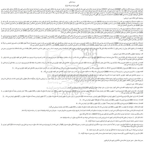 مزایده ششدانگ یک قطعه زمین