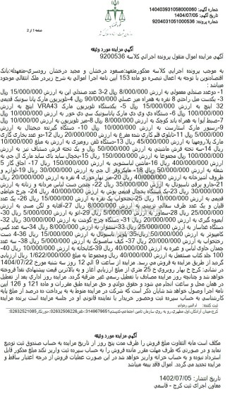 مزایده دو عدد صندلی معمولی، 3 عدد صندلی اپن، یکدست مبل راحتی ... 