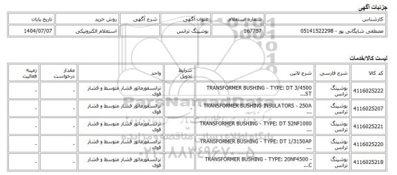 استعلام الکترونیکی، بوشینگ ترانس