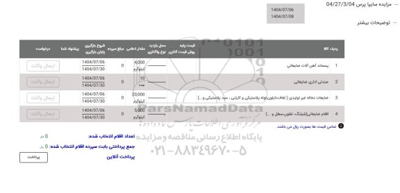 مزایده پسماند آهن آلات ضایعاتی ...