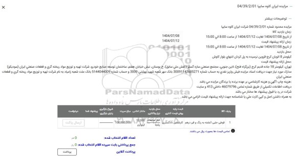 مزایده قوطی حلبی