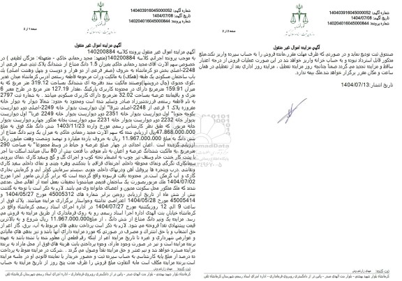مزایده ملک بمیزان 1.5 دانگ مشاع از ششدانگ پلاک ثبتی صفر فرعی از 2248