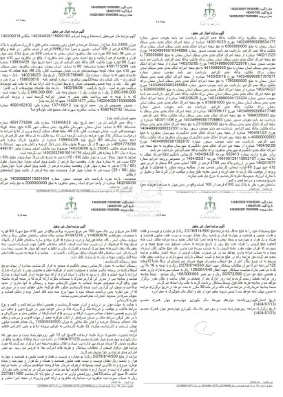 مزایده میزان 2.005 دانگ مشاع از شش دانگ عرصه و اعیان زمین به پلاک ثبتی 4700 فرعی از 105 اصلی 