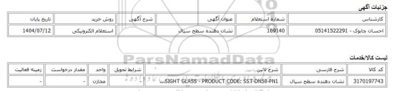 استعلام الکترونیکی، نشان دهنده سطح سیال