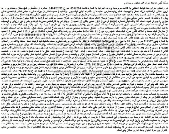 مزایده پلاک ثبتى شماره 10690 فرعى از 115 اصلى بخش 12 ناحیه 2  