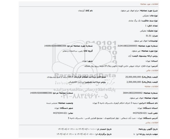 مزایده، اموال غیر منقول