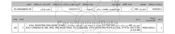 استعلام تابلو برق ABS