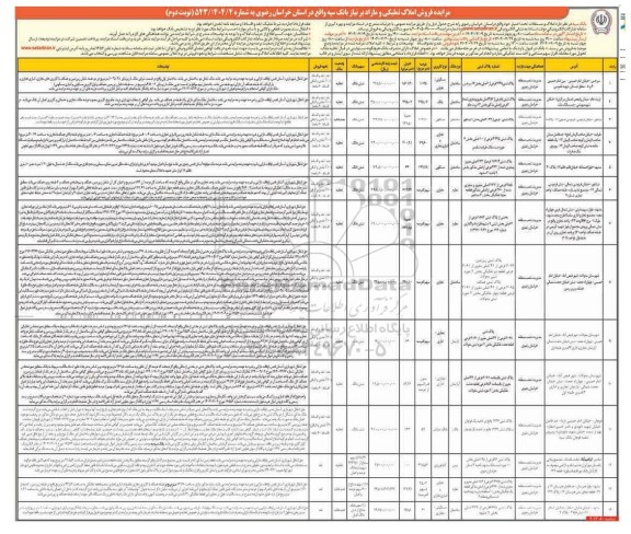 مزایده فروش املاک تملیکی و مازاد - نوبت دوم