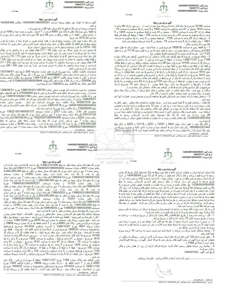 مزایده فروش یک قطعه زمین نوع ملک طلق به پلاک ثبتی 4065 فرعی از 7 اصلی، مفروز و مجزا شده از 1045 فرعی 