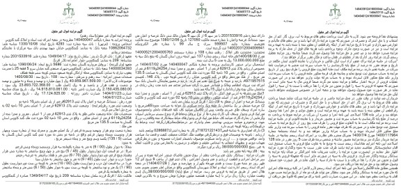 مزایده فروش ششدانگ عرصه و اعیان به پلاک ثبتی 62913 فرعی از یک اصلی