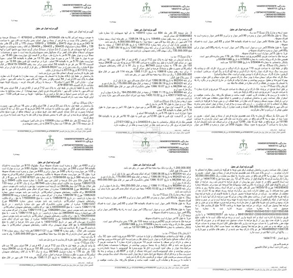 مزایده ششدانگ عرصه و اعیان ساختمان پلاک بیست و سه فرعی از پنجاه و چهار اصلی بخش شانزده ثبت قائم شهر به مساحت 243.14 مترمربع 