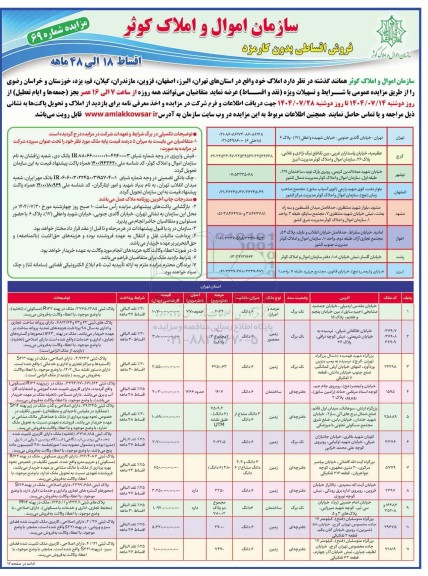 مزایده فروش املاک
