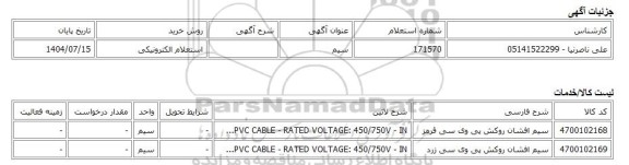 استعلام الکترونیکی، سیم