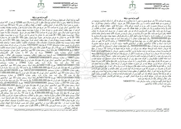 مزایده ششدانگ یک قطعه زمین با بنای احداثی نوع ملک طلق با کاربری به پلاک ثبتی 12588 