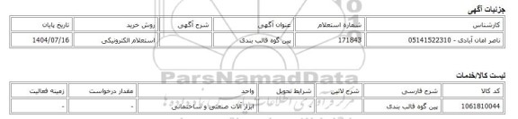 استعلام الکترونیکی، پین گوه قالب بندی