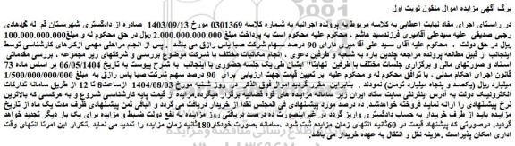 مزایده  90 درصد سهام شرکت صبا یاس رازق