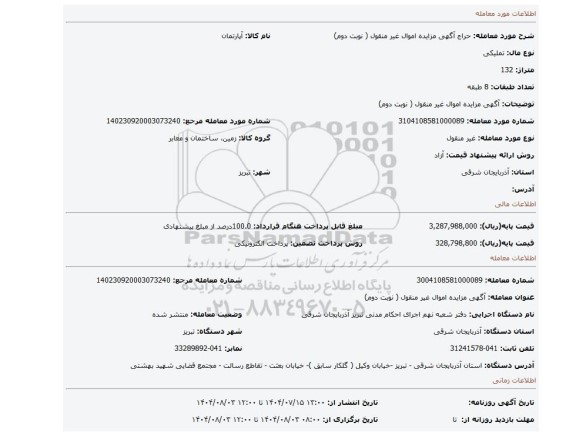 مزایده،  آگهی مزایده اموال غیر منقول ( نوبت دوم)