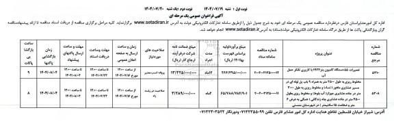 مناقصه تعمیرات 55 دستگاه کامیون بنز 1924 ....